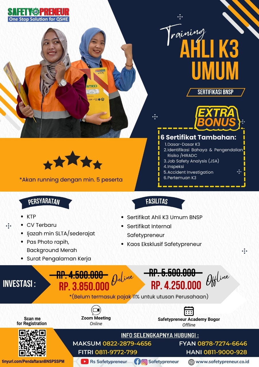 Pelatihan Ahli K3 Umum BNSP Resmi & Terpercaya