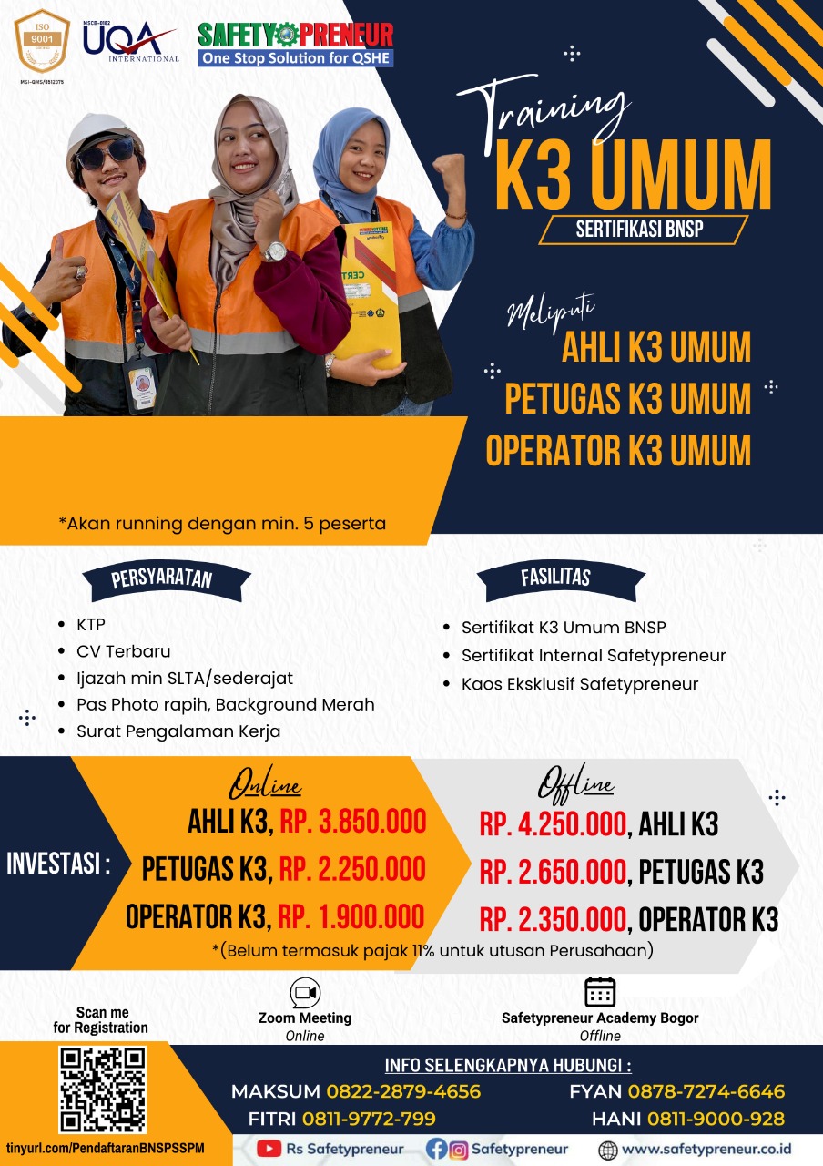 Pelatihan K3 Umum Resmi & Terpercaya